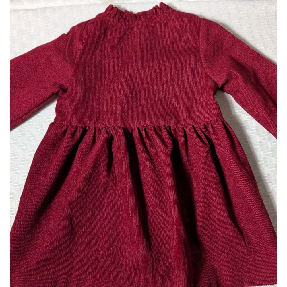 Baby/Toddler Maroon Button Up Long Sleeve Dress 18-24 M
